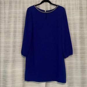 Blue chain neck dress